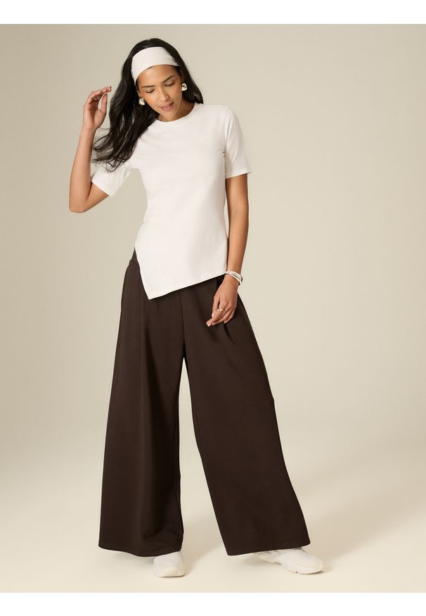 4f - 4F T-shirt regular gładki damski - biały XL. Okazja: na co dzień. Kolor: biały. Materiał: dzianina, materiał, bawełna. Wzór: gładki. Styl: casual, klasyczny