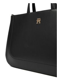 TOMMY HILFIGER - Tommy Hilfiger Torebka Th Glam Satchel AW0AW18145 Czarny. Kolor: czarny. Materiał: skórzane #5