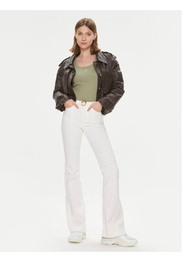 Pinko Top 100807 A0PU Khaki Slim Fit. Kolor: brązowy. Materiał: bawełna