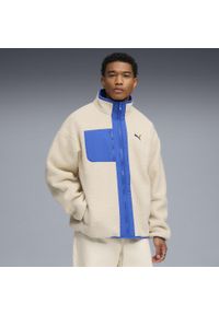 Puma - Męska dwustronna kurtka hybrydowa z dzianiną typu baranek PUMA. Kolor: beżowy, wielokolorowy, biały. Materiał: dzianina. Wzór: gładki. Sport: turystyka piesza #2