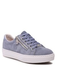 Sneakersy Rieker L59L1-10 Blau. Kolor: niebieski. Materiał: zamsz, skóra