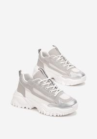 Born2be - Srebrne Sneakersy na Grubej Podeszwie w Cyrkonie Incolea. Kolor: srebrny #2