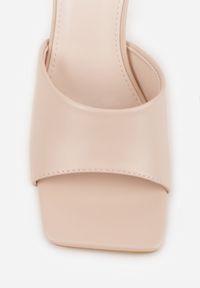 Renee - Beżowe Klapki na Szpilce z Kwadratowym Noskiem Peep Toe Avenata. Okazja: na co dzień, na randkę. Nosek buta: otwarty. Kolor: beżowy. Materiał: jeans, skóra, koronka. Obcas: na szpilce. Styl: casual #2