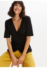 bonprix - T-shirt z miękkiej mieszanki wiskozy. Kolor: czarny. Materiał: wiskoza #1