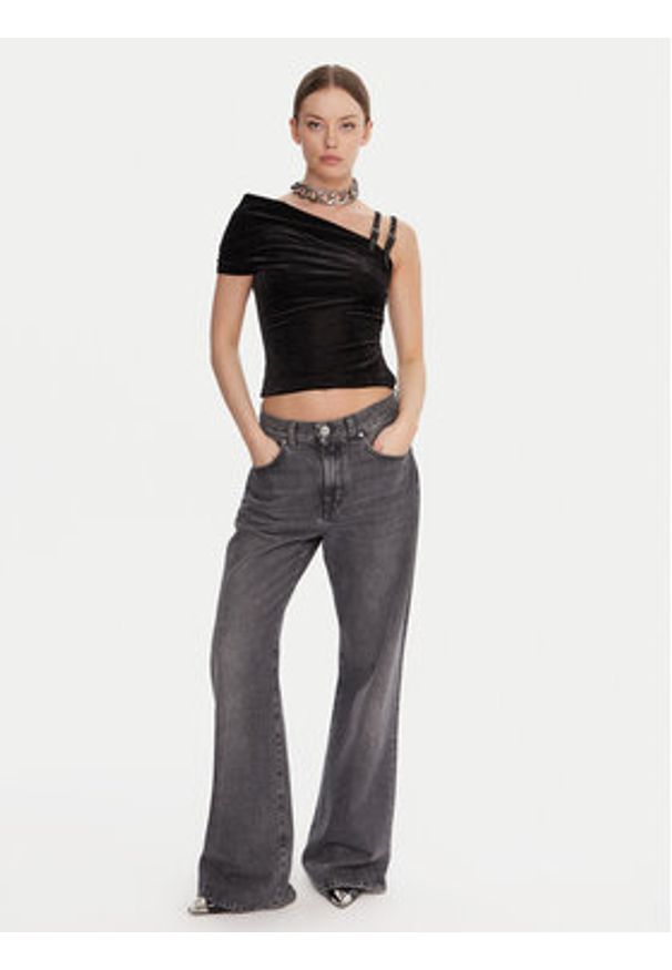 Versace Jeans Couture Bluzka 79HAM616 J0237 Czarny Slim Fit. Kolor: czarny. Materiał: syntetyk