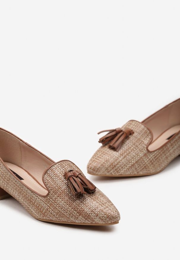 Born2be - Brązowe Mokasyny Loafersy w Stylu Boho z Kolorową Plecionką Tanula. Kolor: brązowy. Wzór: kolorowy. Styl: boho