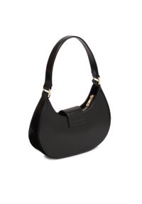 Kazar - Czarna torebka baguette z eleganckim zapięciem. Kolor: czarny. Wzór: aplikacja. Materiał: skórzane. Styl: elegancki. Rodzaj torebki: na ramię #3