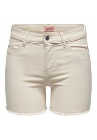 only - ONLY Szorty jeansowe 15196303 Écru Regular Fit. Materiał: bawełna #4