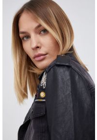 Desigual Ramoneska jeansowa 21WWED11 damska kolor czarny przejściowa. Okazja: na co dzień. Kolor: czarny. Materiał: jeans. Wzór: haft. Styl: casual, klasyczny #5