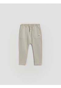 Reserved - Bawełniane legginsy - jasnoszary. Kolor: szary. Materiał: bawełna #1