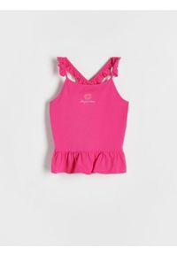 Reserved - Bluzka z falbanami - fuksja. Kolor: różowy. Materiał: włókno, bawełna #1