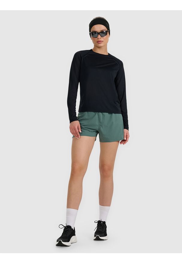 4f - 4F Longsleeve do biegania w terenie szybkoschnący damski - czarny XL. Kolor: czarny. Materiał: materiał, włókno, tkanina. Długość rękawa: długi rękaw. Długość: długie