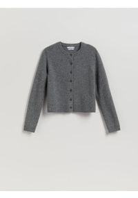 Reserved - Wełniany kardigan - szary. Kolor: szary. Materiał: wełna