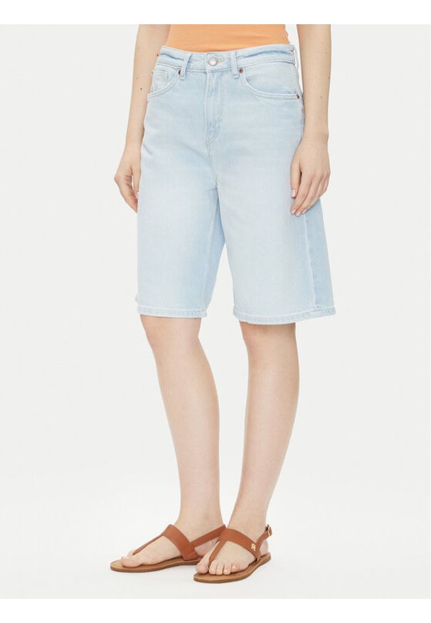 Pepe Jeans Szorty jeansowe PL801176 Niebieski Loose Fit. Kolor: niebieski. Materiał: bawełna