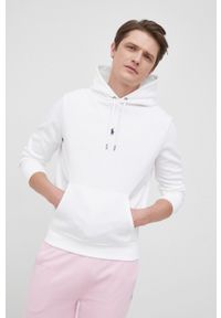 Polo Ralph Lauren bluza męska kolor biały z kapturem gładka. Okazja: na co dzień. Typ kołnierza: kaptur, polo. Kolor: biały. Materiał: dzianina. Wzór: gładki. Styl: casual #5