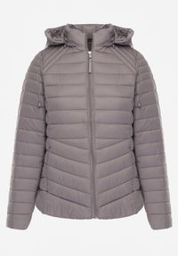 Renee - Szara Przejściowa Kurtka Pikowana z Kapturem z Możliwością Odpięcia Pretiga. Okazja: na spacer. Typ kołnierza: kaptur. Kolor: szary. Materiał: jeans, nylon #3