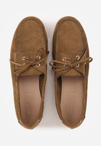 Renee - Ciemnobeżowe Mokasyny VICES z Wkładką ze Skóry Naturalnej ze Sznurowaniem Nairis. Nosek buta: okrągły. Zapięcie: sznurówki. Kolor: beżowy. Materiał: skóra. Obcas: na obcasie. Wysokość obcasa: niski #2