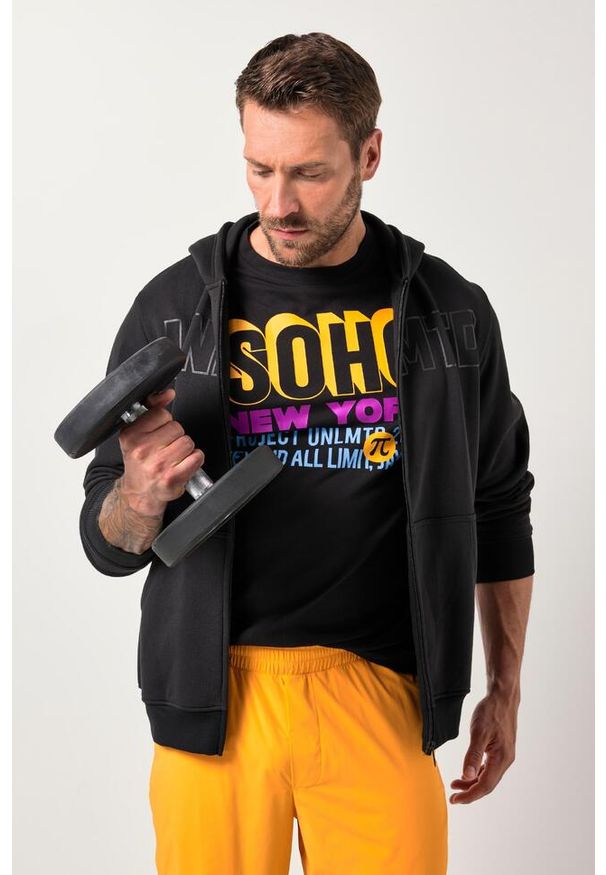 JAY-PI - Męska Kurtka treningowa fitness dzianina dresowa kaptur do rozm. 7XL. Kolekcja: plus size. Kolor: czarny. Materiał: materiał, poliester, bawełna. Sport: fitness
