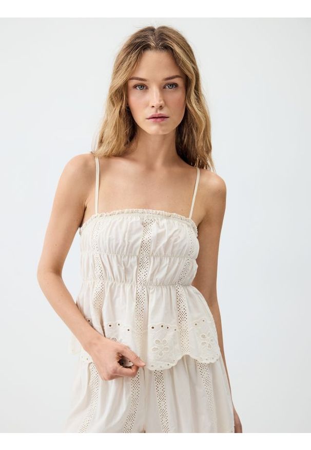 Reserved - Top plażowy - złamana biel. Okazja: na plażę. Materiał: bawełna