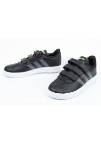 Adidas - Buty adidas Vl Court Jr F36387 czarne niebieskie. Zapięcie: rzepy. Kolor: niebieski, wielokolorowy, czarny. Materiał: materiał, syntetyk, guma. Szerokość cholewki: normalna. Wzór: paski #3