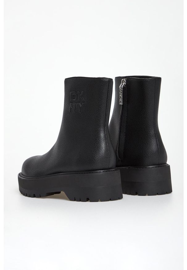 Botki damskie skórzane DKNY. Materiał: skóra
