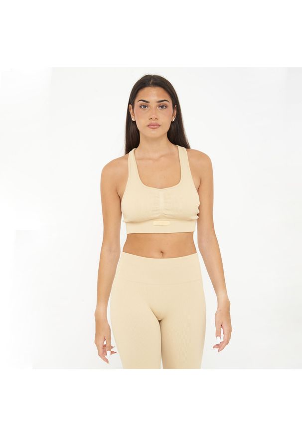 LEGEA - Crop top treningowy ICONIC. Kolor: beżowy. Materiał: nylon, elastan. Sport: fitness