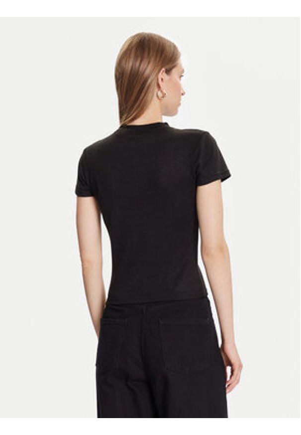 Guess T-Shirt W5BP07 KCGM2 Czarny Slim Fit. Kolor: czarny. Materiał: wiskoza