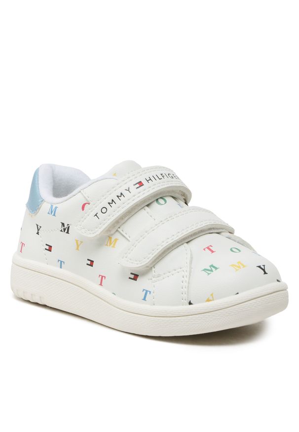 TOMMY HILFIGER - Sneakersy Tommy Hilfiger Logo Low Cut Velcro Sneaker T1B9-32864-1355 M White/Light Blue X356. Kolor: biały