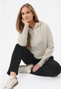 Volcano - Bluza na zamek B-ALEXA. Okazja: na spotkanie biznesowe. Typ kołnierza: kaptur. Materiał: elastan, bawełna, skóra, materiał. Wzór: gładki. Styl: biznesowy, klasyczny, sportowy #1