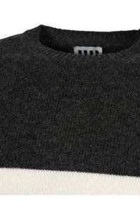Les Hommes Sweter | UHK105-643U | Round Neck Sweater Breast Stripes | Mężczyzna | Biały, Niebieski, Szary. Okazja: na co dzień. Kolor: niebieski, biały, wielokolorowy, szary. Materiał: wełna. Styl: casual #5