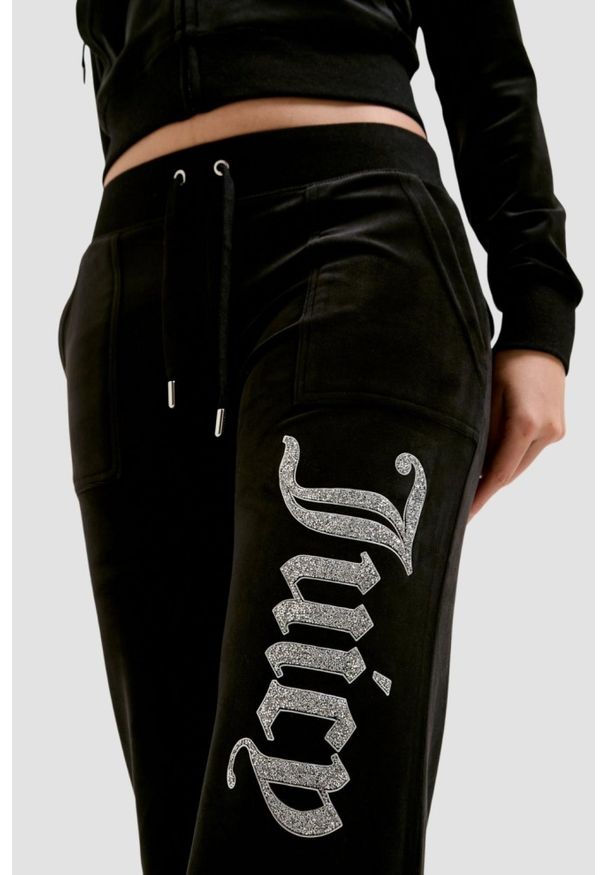 Juicy Couture - JUICY COUTURE Czarne damskie spodnie dresowe Layla Caviar Trackpant, Rozmiar XS. Kolor: czarny. Materiał: dresówka