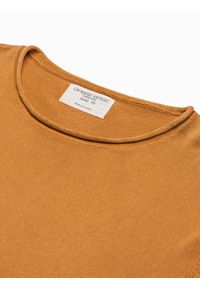 Ombre Clothing - Sweter męski bawełniany E180 - musztardowy - XL. Kolor: żółty. Materiał: bawełna. Styl: klasyczny #6
