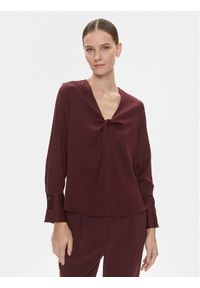 BOSS Bluzka Bidinta 50499749 Bordowy Regular Fit. Kolor: czerwony. Materiał: jedwab