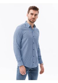 Ombre Clothing - Żakardowa koszula męska w drobny wzór REGULAR FIT K619 - jasnoniebieska - XXL. Okazja: na co dzień. Kolor: niebieski. Materiał: żakard. Długość rękawa: długi rękaw. Długość: długie. Styl: casual, klasyczny #5
