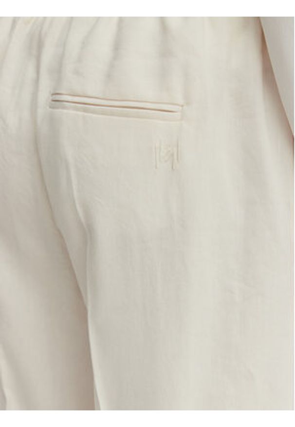 Marella Spodnie materiałowe Alloro 2613131115 Écru Regular Fit. Kolor: kremowy. Materiał: len