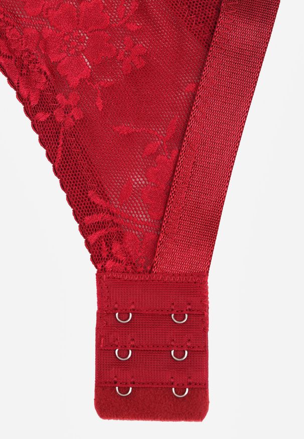 Born2be - Bordowy Biustonosz Koronkowy Typu Full Cup Vikoni. Kolor: czerwony. Materiał: koronka. Wzór: koronka