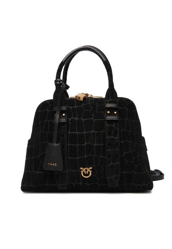 Pinko - PINKO Torebka Bowling Bag Medium AI 25-26 PLTT 105906 A2YW Czarny. Kolor: czarny. Materiał: skórzane, zamszowe