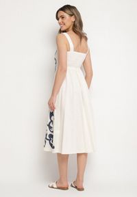 Born2be - Beżowa Sukienka z Bawełny Ozdobiona Haftami i Guzikami Milarietta. Okazja: na co dzień. Kolor: beżowy. Materiał: bawełna. Wzór: haft, aplikacja. Sezon: wiosna, lato. Typ sukienki: proste. Styl: klasyczny, casual, elegancki #4