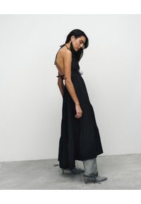 VICHER - Czarna sukienka midi Josephine. Kolor: czarny. Materiał: bawełna. Sezon: lato. Długość: midi