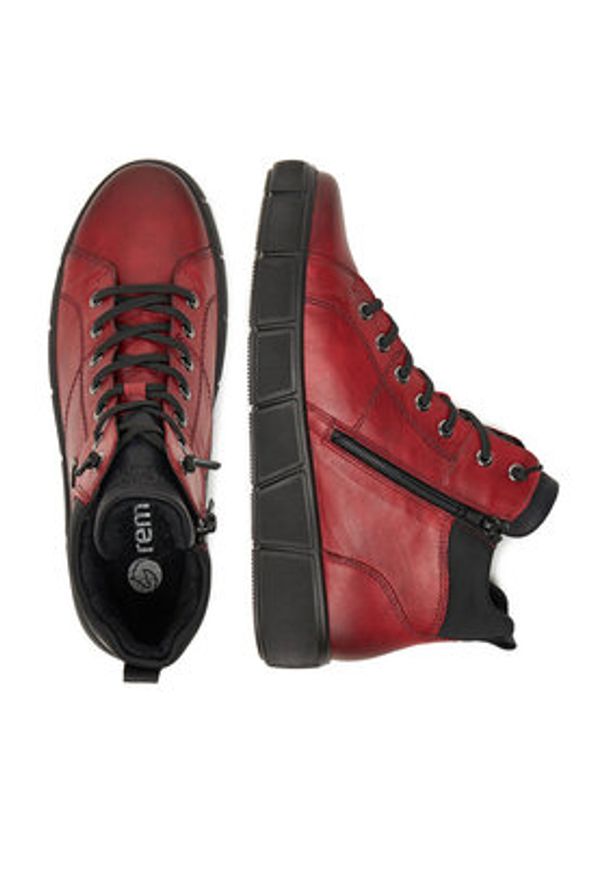 Remonte Trzewiki D1T76-35 Bordowy. Kolor: czerwony. Materiał: skóra