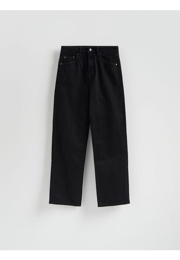 Reserved - Jeansy straight z krótszą nogawką - czarny. Kolor: czarny. Długość: krótkie