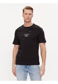 Calvin Klein T-Shirt Line Logo K10K112489 Czarny Regular Fit. Kolor: czarny. Materiał: bawełna #1