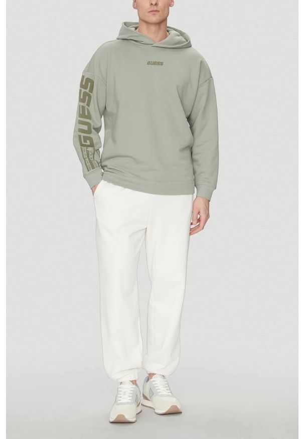 Guess - GUESS Zielona bluza męska Dalim Over z kapturem, Rozmiar M. Typ kołnierza: kaptur. Kolor: zielony