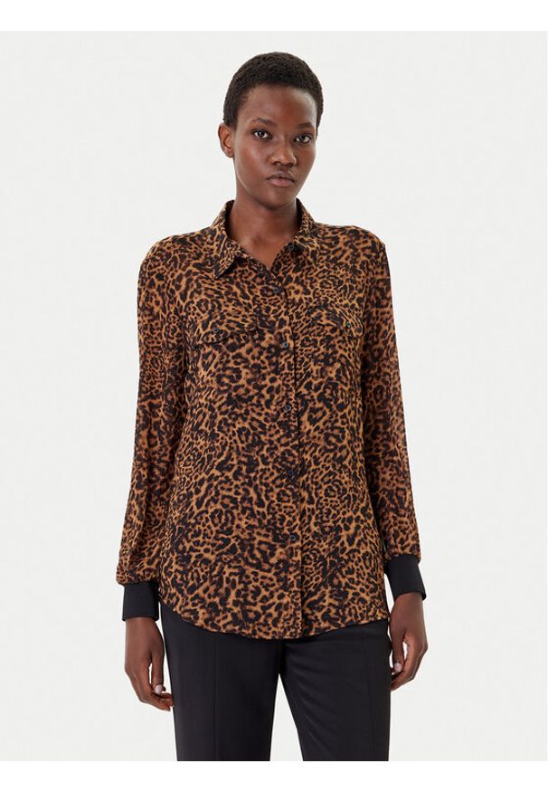 DKNY Koszula P43A8FXZ Brązowy Regular Fit. Kolor: brązowy. Materiał: syntetyk