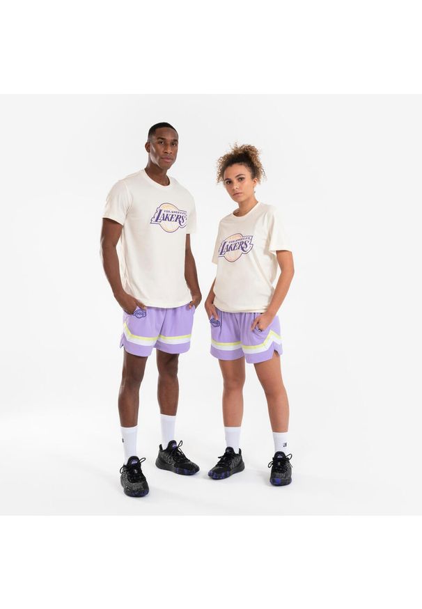 TARMAK - Koszulka do gry w koszykówkę unisex Tarmak NBA Lakers TS 900. Kolor: biały, wielokolorowy. Materiał: bawełna, materiał, poliester. Sport: koszykówka