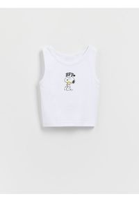 Reserved - Bawełniany top Snoopy - złamana biel. Materiał: bawełna #1