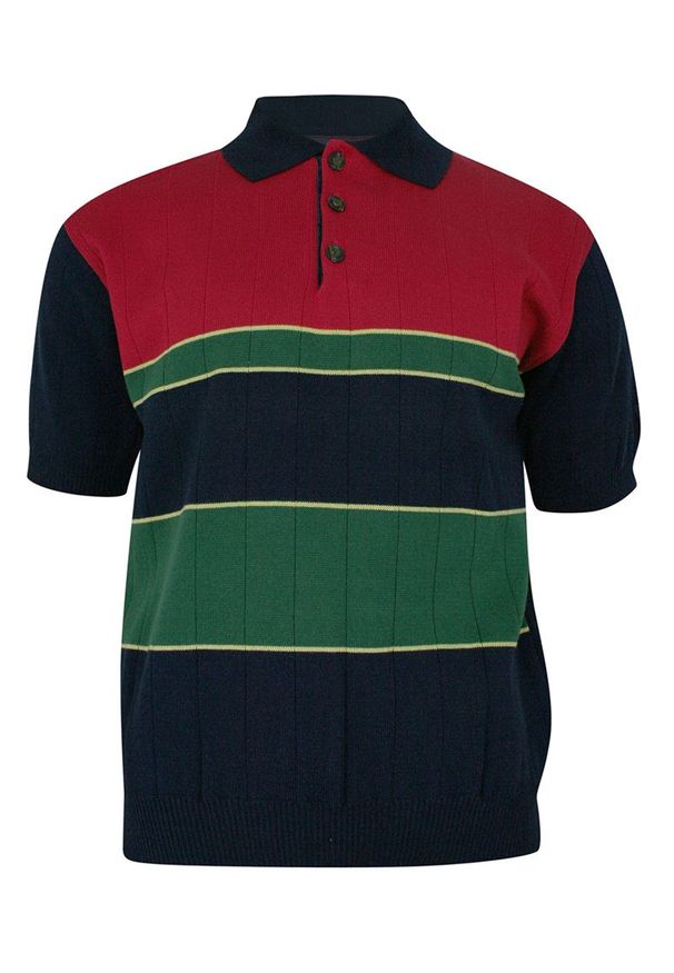 Kings - Koszulka POLO, Granatowo-Zielono-Czerwona, Dresowa, Dziergana, Męska, Krótki Rękaw, T-shirt -KINGS. Okazja: na co dzień. Typ kołnierza: polo. Kolor: niebieski, czerwony, wielokolorowy. Materiał: bawełna, akryl. Długość rękawa: krótki rękaw. Długość: krótkie. Wzór: paski, prążki. Styl: casual