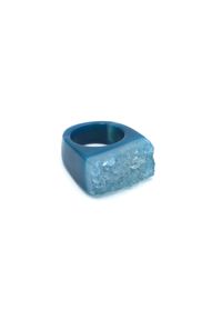 Brazi Druse Jewelry - Pierścionek Agat Niebieski Druza rozmiar 21. Kolor: niebieski. Kamień szlachetny: agat