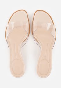 Born2be - Beżowe Klapki z Transparentną Cholewką na Niskiej Szpilce Yalindra. Okazja: na co dzień. Kolor: beżowy. Materiał: jeans. Sezon: lato. Styl: casual, elegancki #7