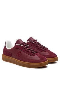 TOMMY HILFIGER - Tommy Hilfiger Sneakersy Heritage FW0FW08186 Bordowy. Kolor: czerwony. Materiał: zamsz, skóra #4